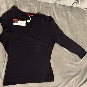 Prada Women’s 3/4 Sleeve Navy T-shirt